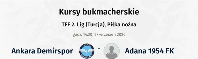 Ankara Demirspor - Adana 1954 FK kursy bukmacherskie