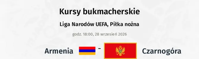 Armenia - Czarnogóra kursy bukmacherskie