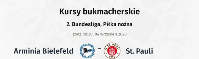 Arminia Bielefeld - FC St. Pauli kursy bukmacherskie