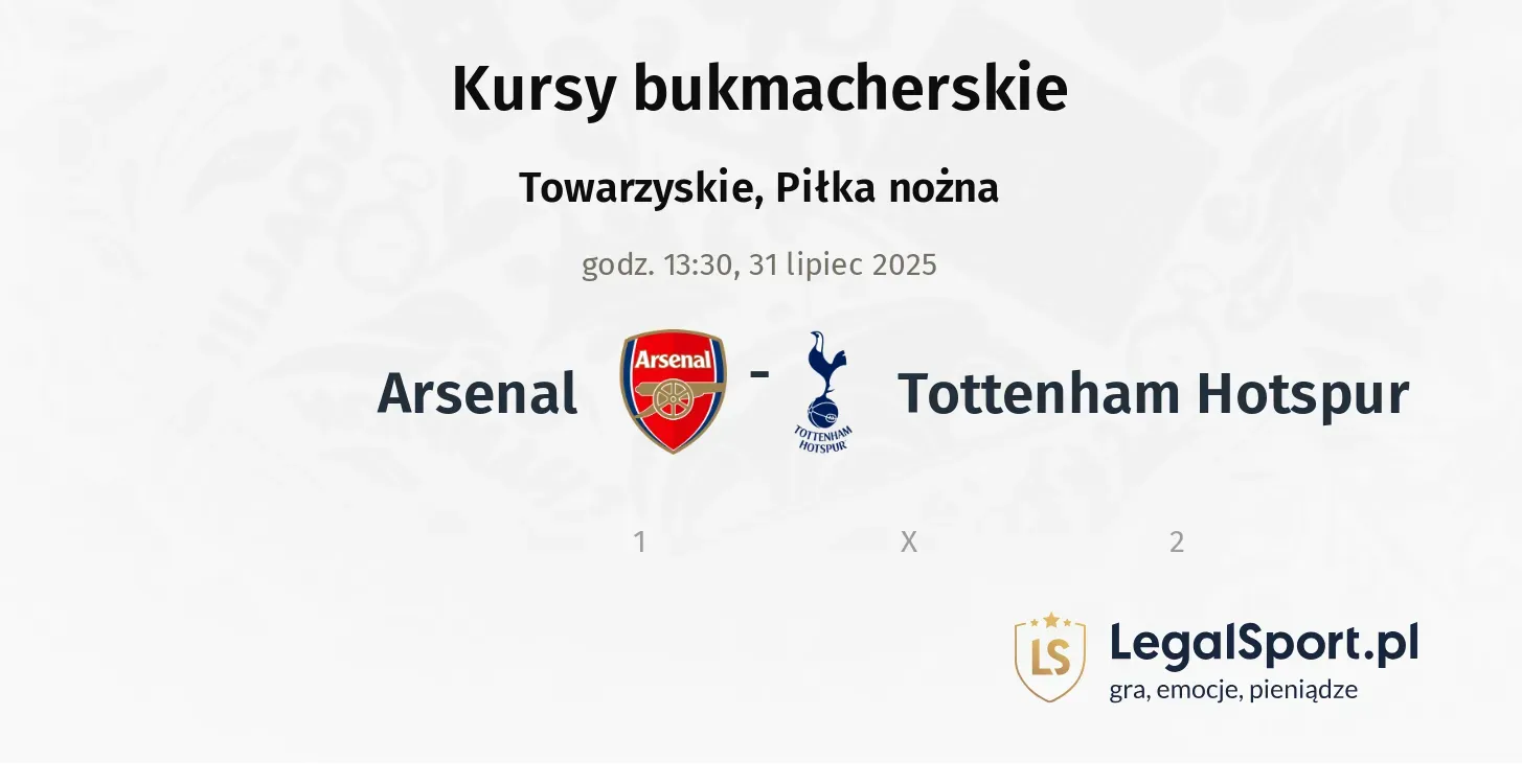 Kursy Arsenal - Tottenham Hotspur