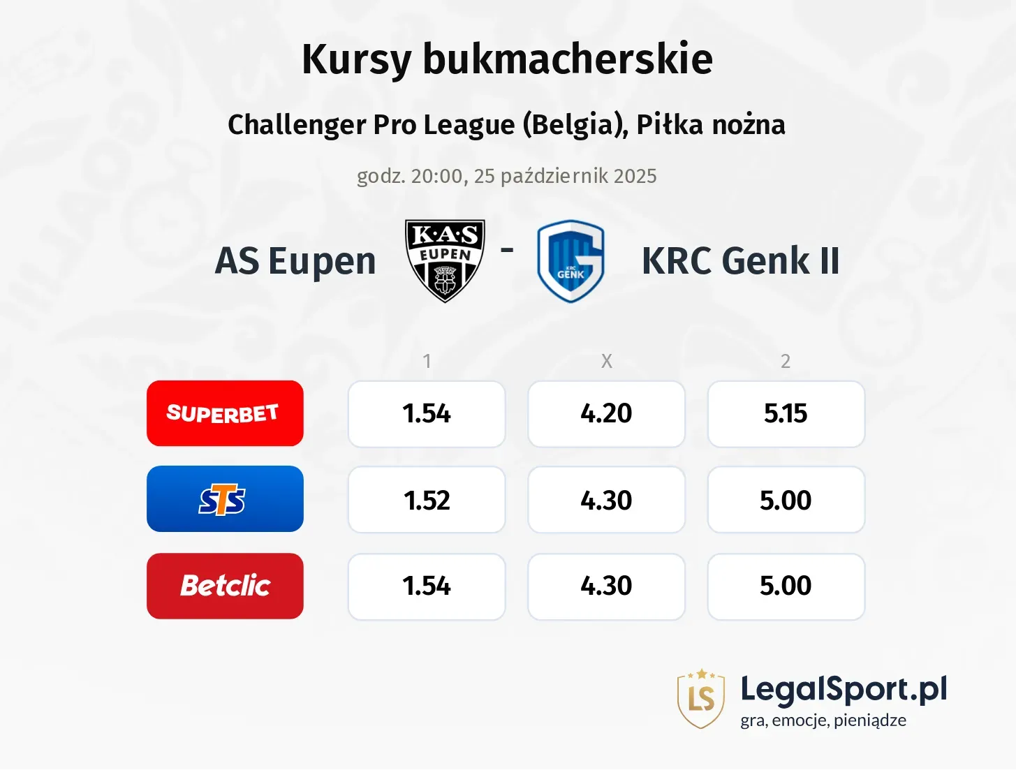 AS Eupen - KRC Genk II kursy bukmacherskie