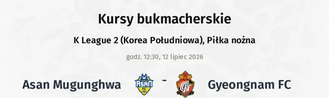 Asan Mugunghwa - Gyeongnam FC kursy bukmacherskie