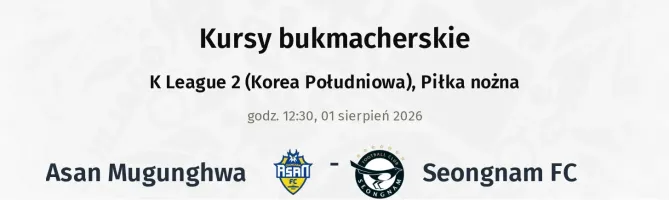 Asan Mugunghwa - Seongnam FC kursy bukmacherskie