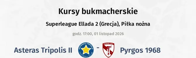 Asteras Tripolis II - Pyrgos 1968 kursy bukmacherskie