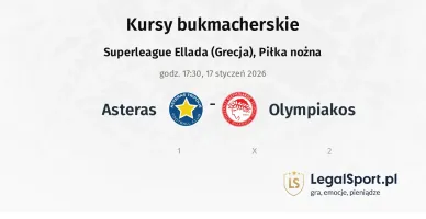 Asteras Tripolis - Olympiakos Piraeus kursy bukmacherskie