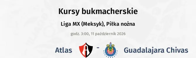 Atlas - Guadalajara Chivas kursy bukmacherskie