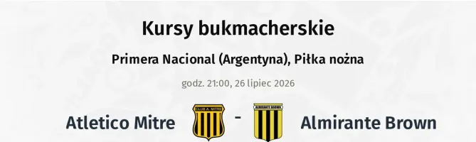 Atletico Mitre - Almirante Brown kursy bukmacherskie