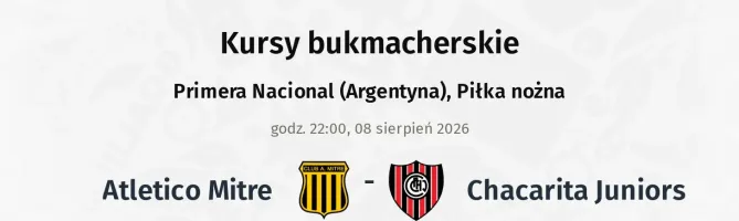 Atletico Mitre - Chacarita Juniors kursy bukmacherskie
