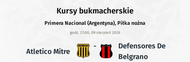Atletico Mitre - Defensores De Belgrano kursy bukmacherskie