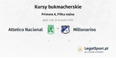 Atletico Nacional - Millonarios kursy bukmacherskie