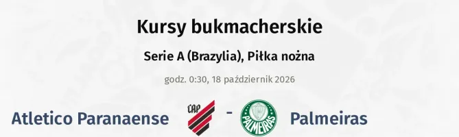 Atletico Paranaense - Palmeiras kursy bukmacherskie