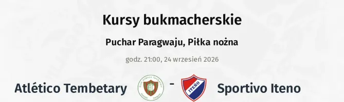 Atlético Tembetary - Sportivo Iteno kursy bukmacherskie