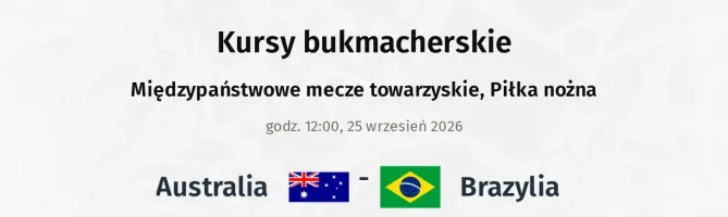 Australia - Brazylia kursy bukmacherskie