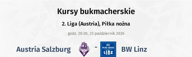 Austria Salzburg - FC BW Linz kursy bukmacherskie