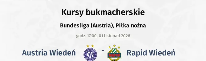 Austria Wiedeń - Rapid Wiedeń kursy bukmacherskie