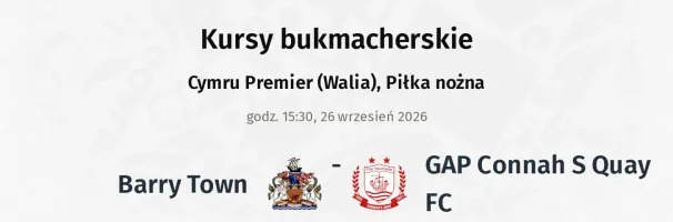 Barry Town - GAP Connah S Quay FC kursy bukmacherskie