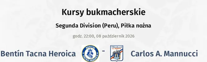 Bentín Tacna Heroica - Carlos A. Mannucci kursy bukmacherskie
