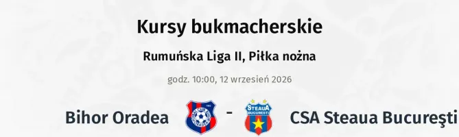 Bihor Oradea - CSA Steaua Bucureşti kursy bukmacherskie