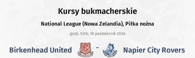 Birkenhead United - Napier City Rovers kursy bukmacherskie