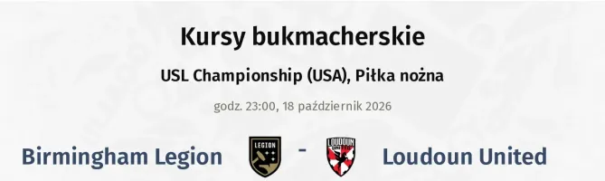 Birmingham Legion - Loudoun United kursy bukmacherskie