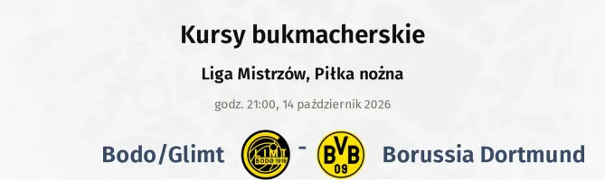 Bodo/Glimt - Borussia Dortmund kursy bukmacherskie