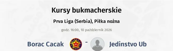 Borac Cacak - Jedinstvo Ub kursy bukmacherskie