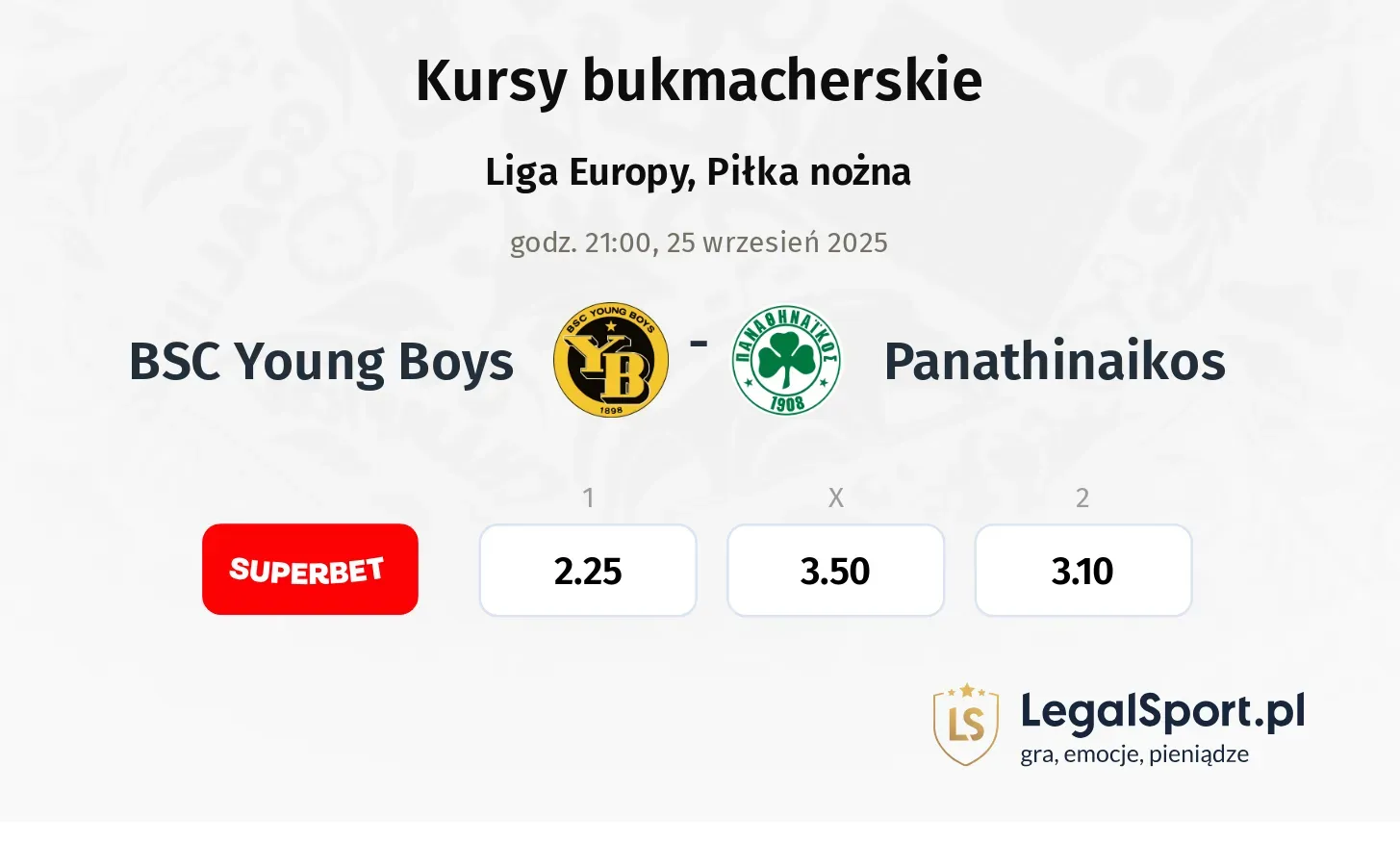 Kursy BSC Young Boys - Panathinaikos