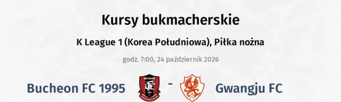 Bucheon FC 1995 - Gwangju FC kursy bukmacherskie