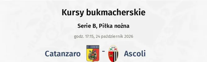 Catanzaro - Ascoli kursy bukmacherskie