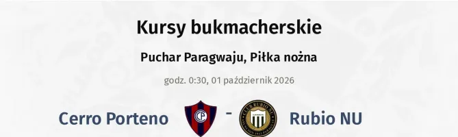 Cerro Porteno - Rubio NU kursy bukmacherskie