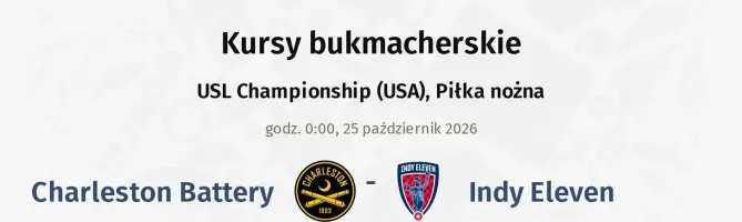 Charleston Battery - Indy Eleven kursy bukmacherskie