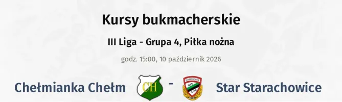Chełmianka Chełm - Star Starachowice kursy bukmacherskie