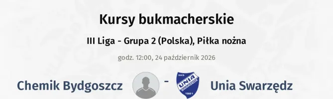 Chemik Bydgoszcz - Unia Swarzędz kursy bukmacherskie