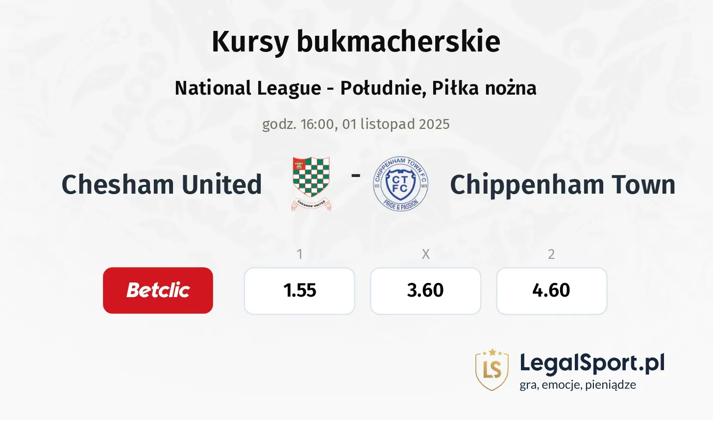 Chesham United - Chippenham Town kursy bukmacherskie