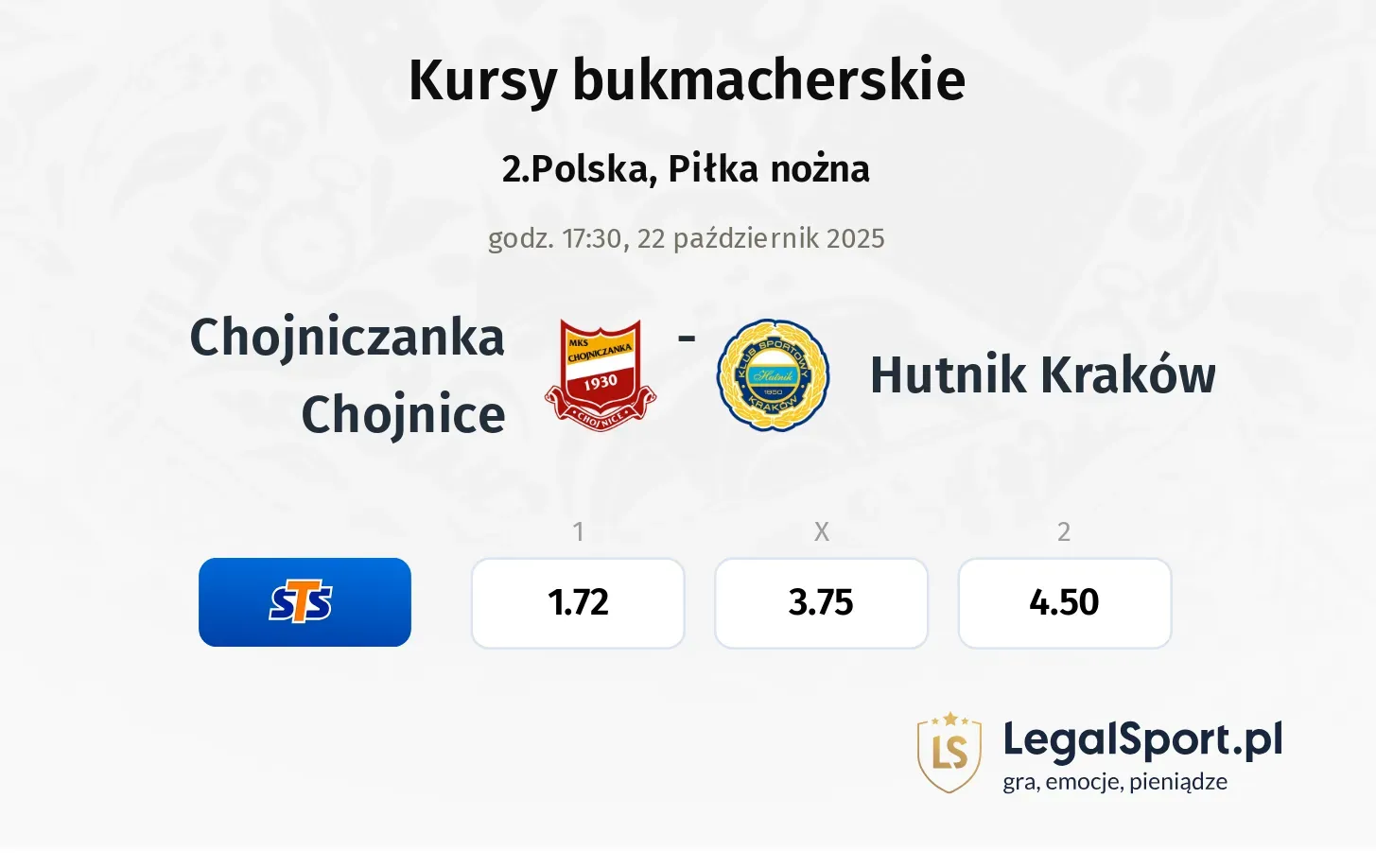 Chojniczanka Chojnice - Hutnik Kraków kursy bukmacherskie