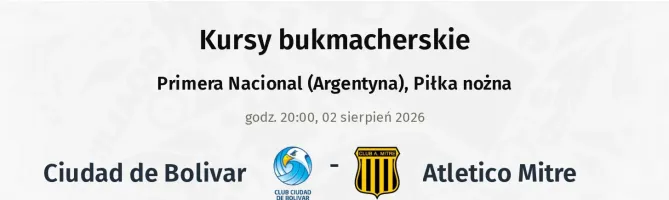Ciudad de Bolivar - Atletico Mitre kursy bukmacherskie