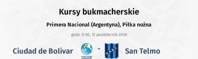 Ciudad de Bolivar - San Telmo kursy bukmacherskie