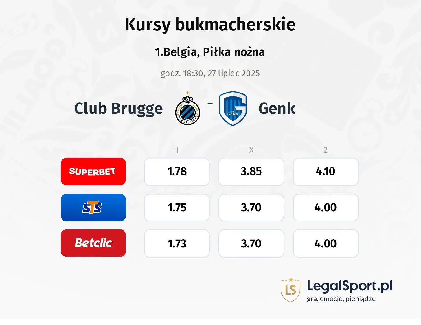 Kursy Club Brugge - Genk
