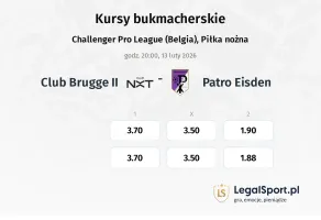 Club Brugge II - Patro Eisden kursy bukmacherskie