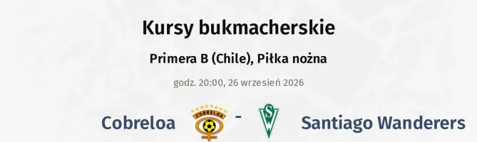 Cobreloa - Santiago Wanderers kursy bukmacherskie