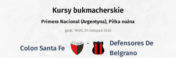 Colon Santa Fe - Defensores De Belgrano kursy bukmacherskie