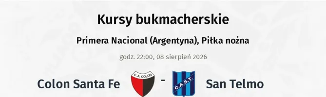 Colon Santa Fe - San Telmo kursy bukmacherskie