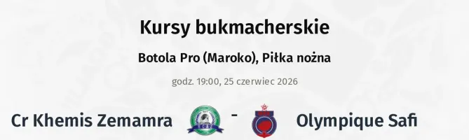 CR Khemis Zemamra - Olympique Safi kursy bukmacherskie