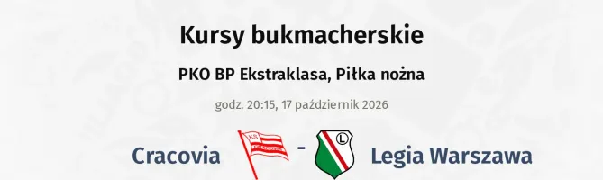 Cracovia - Legia Warszawa kursy bukmacherskie