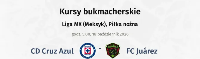 Cruz Azul - FC Juarez kursy bukmacherskie