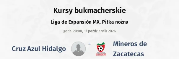 Cruz Azul Hidalgo - Mineros de Zacatecas kursy bukmacherskie