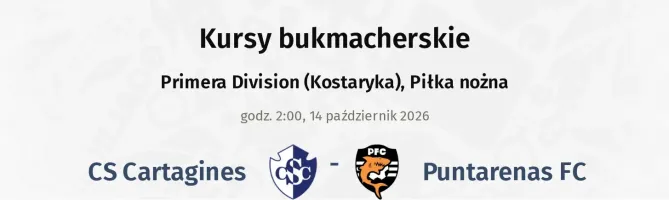 CS Cartagines - Puntarenas FC kursy bukmacherskie