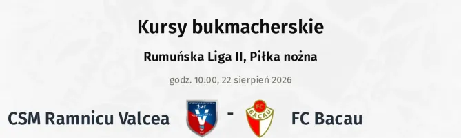 CSM Ramnicu Valcea - FC Bacau kursy bukmacherskie
