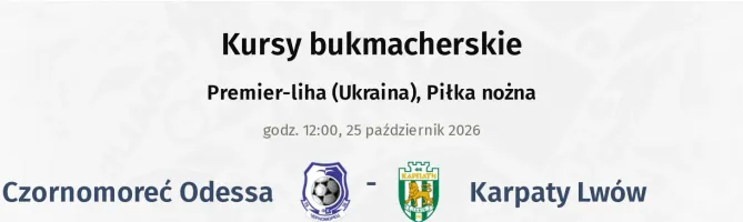 Czornomoreć Odessa - Karpaty Lwów kursy bukmacherskie