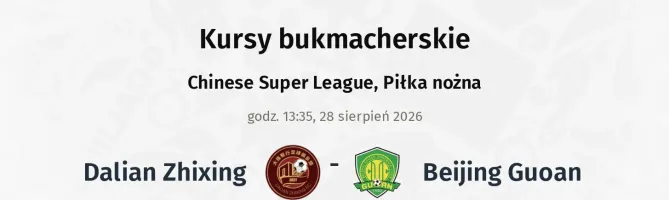Dalian Zhixing - Beijing Guoan kursy bukmacherskie